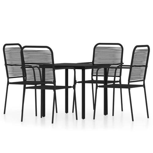 vidaXL vidaXL 5 Piece Garden Dining Set Black Cotton Rope and Steel - Garden Set