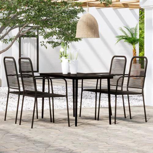 vidaXL 5 Piece Garden Dining Set Black Cotton Rope and Steel by vidaXL