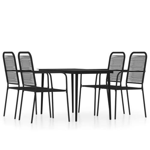 vidaXL vidaXL 5 Piece Garden Dining Set Black Cotton Rope and Steel - Garden Set