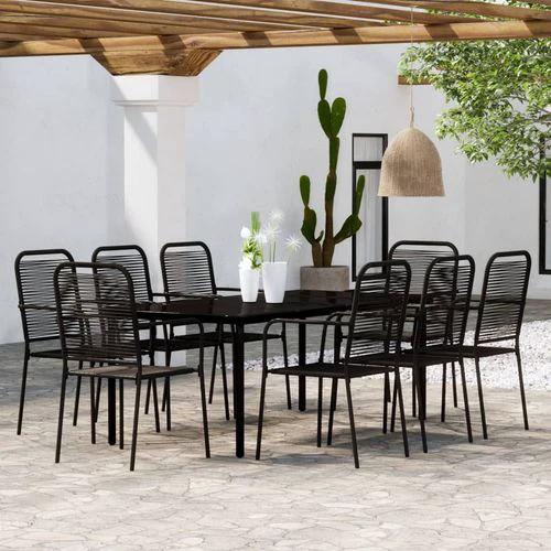 vidaXL vidaXL 5 Piece Garden Dining Set Black Cotton Rope and Steel - Garden Set