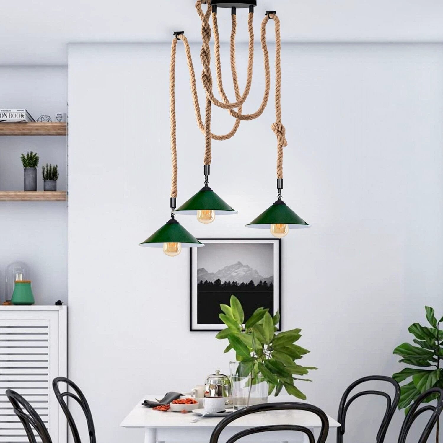 Industrial Rope Pendant Lights ThreeLite E27 Glow by Ledsone