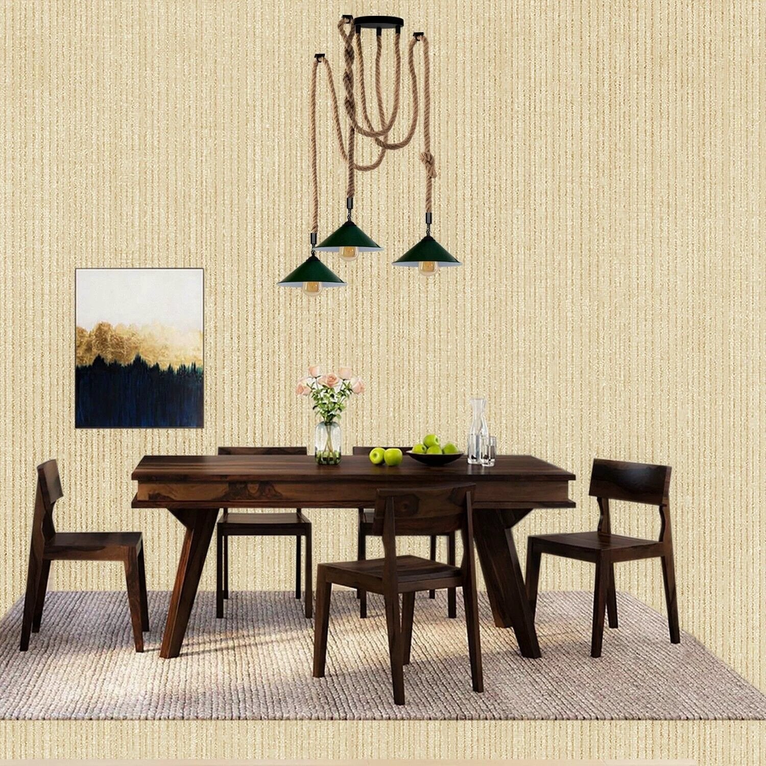 Industrial Rope Pendant Lights ThreeLite E27 Glow by Ledsone