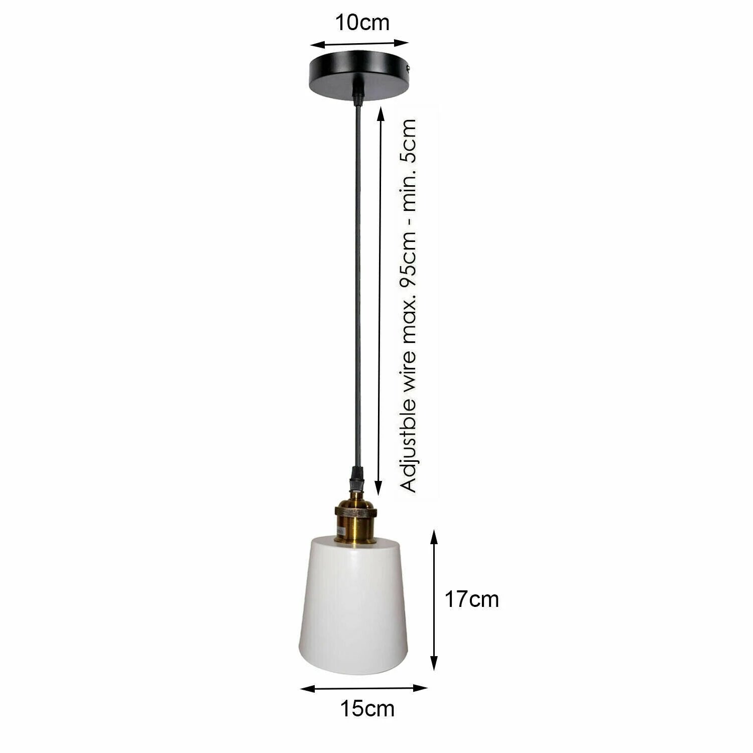 Ledsone Industrial Pendant Lamp White Shade For Home - Ceiling Lights
