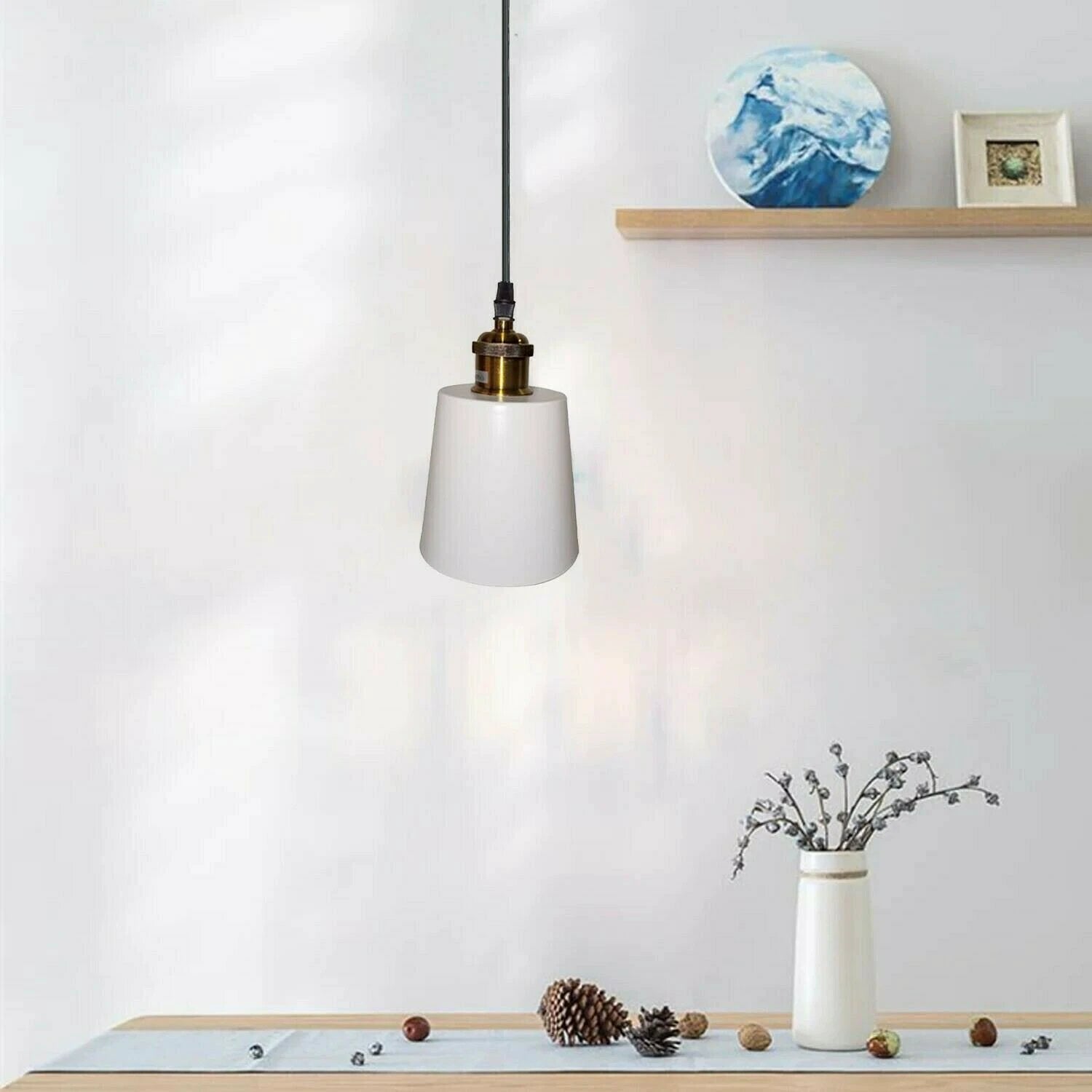 Ledsone Industrial Pendant Lamp White Shade For Home - Ceiling Lights
