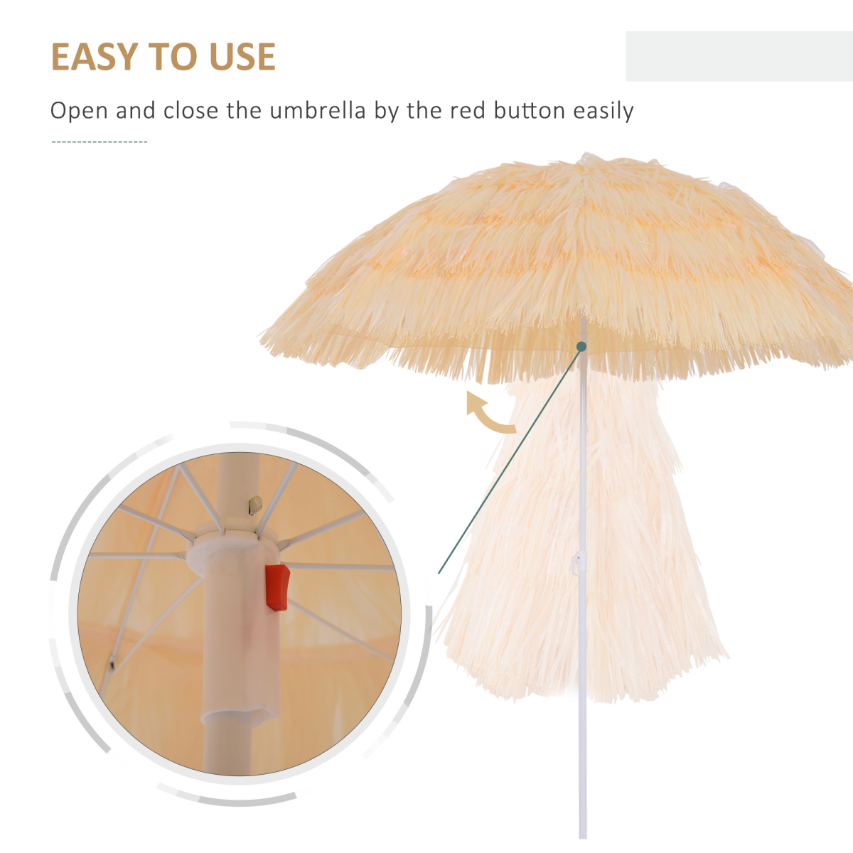 Outsunny Patio Hawaii Beach Sun Umbrella Sunshade Hawaiian Folding Tilting Parasol - Parasol