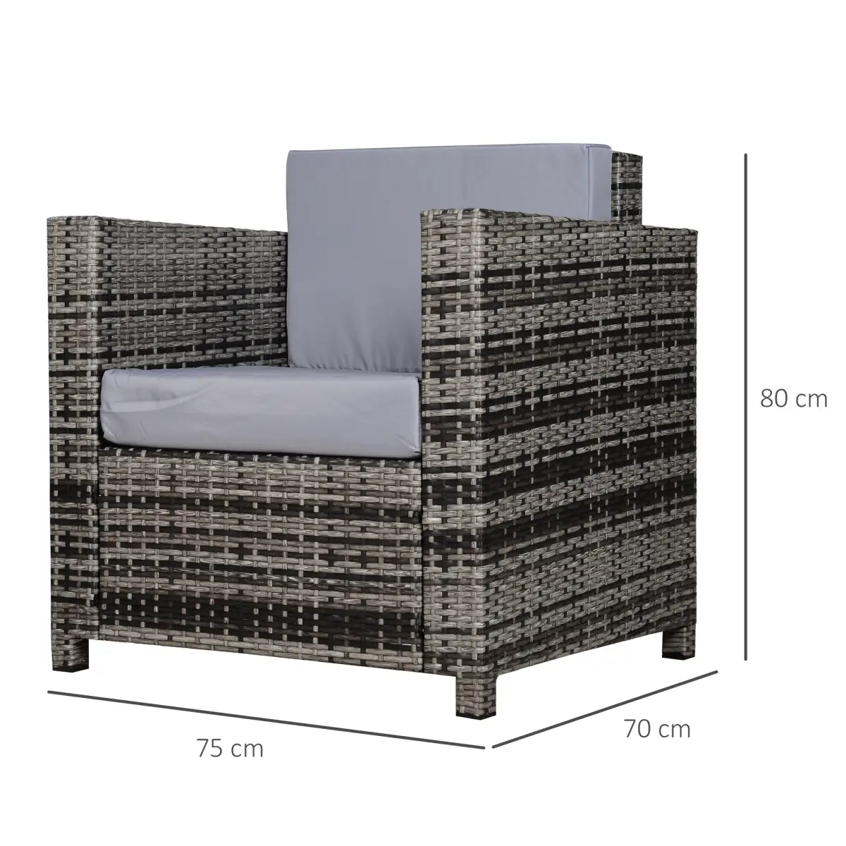 Outsunny Rattan Outdoor Garden Single Sofa Armchair - Garden Sofa Sets
