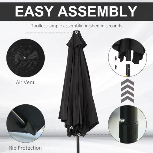 Outsunny 2.7M Patio Tilt Umbrella with Aluminium Frame and Crank for Outdoor Sun Protection by Outsunny
