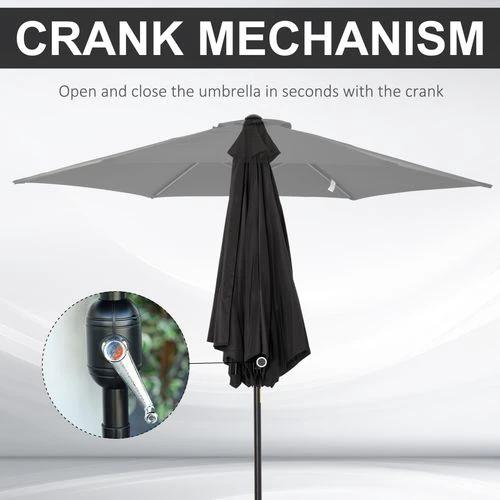 Outsunny 2.7M Patio Tilt Umbrella with Aluminium Frame and Crank for Outdoor Sun Protection by Outsunny