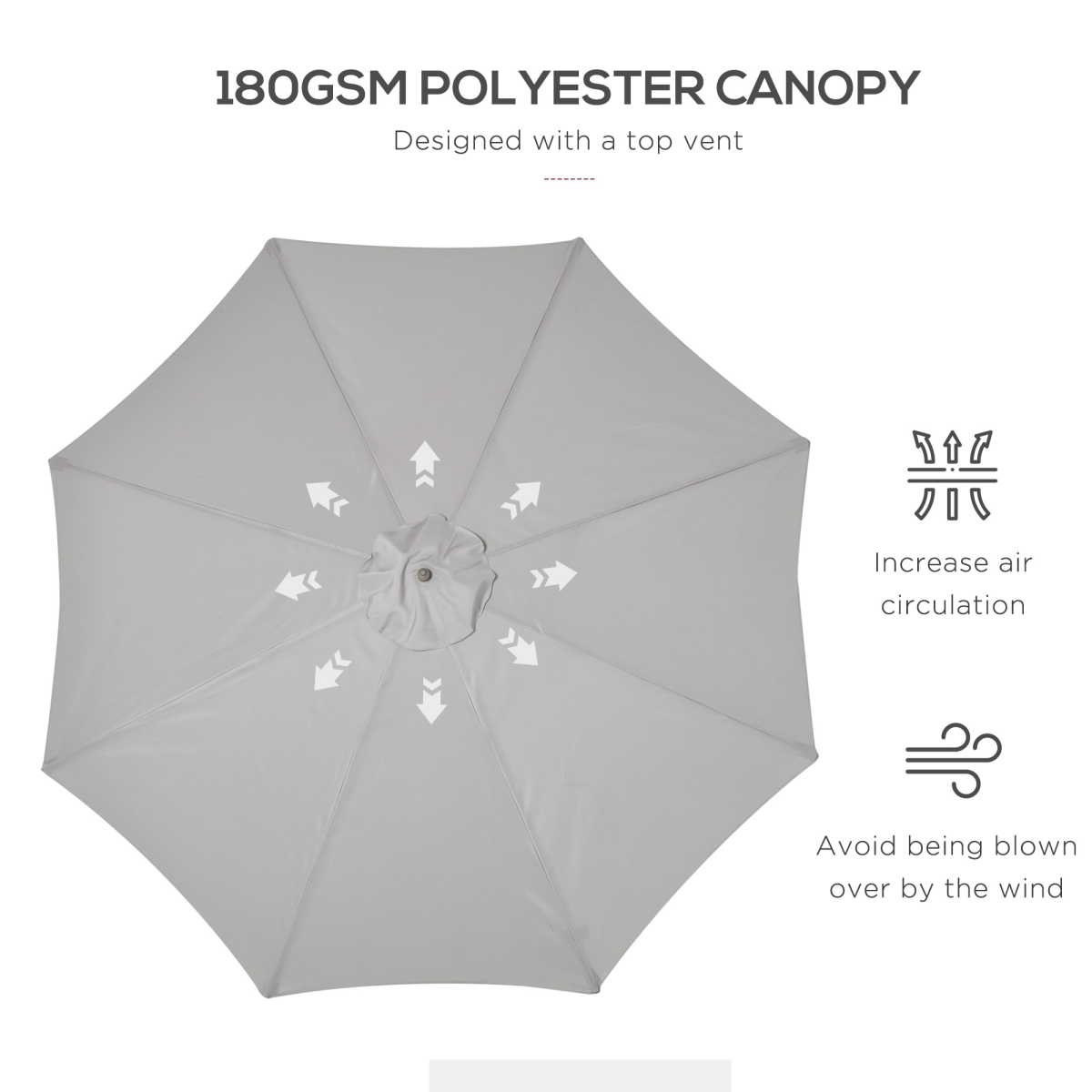 Outsunny 10'x8.2'H Bamboo Wooden Round Market Patio Sun Umbrella Parasol Sunshade Canopy - Parasol