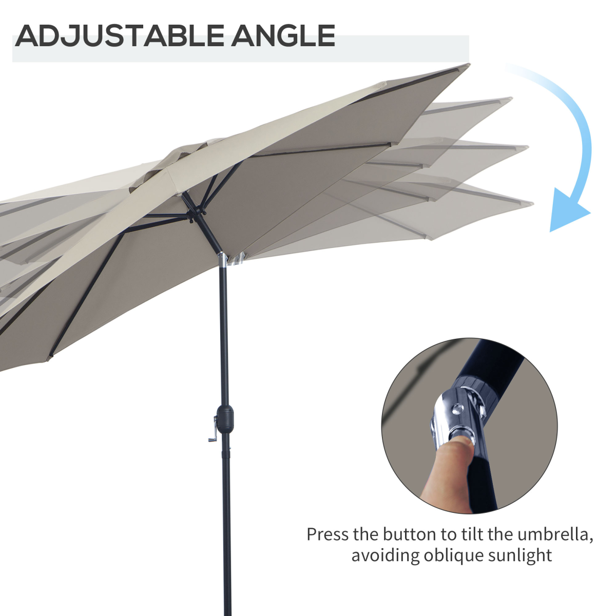 Outsunny Steel Frame Round Market Patio Sun Umbrella Parasol Sunshade Canopy 3x2.45m - Parasol