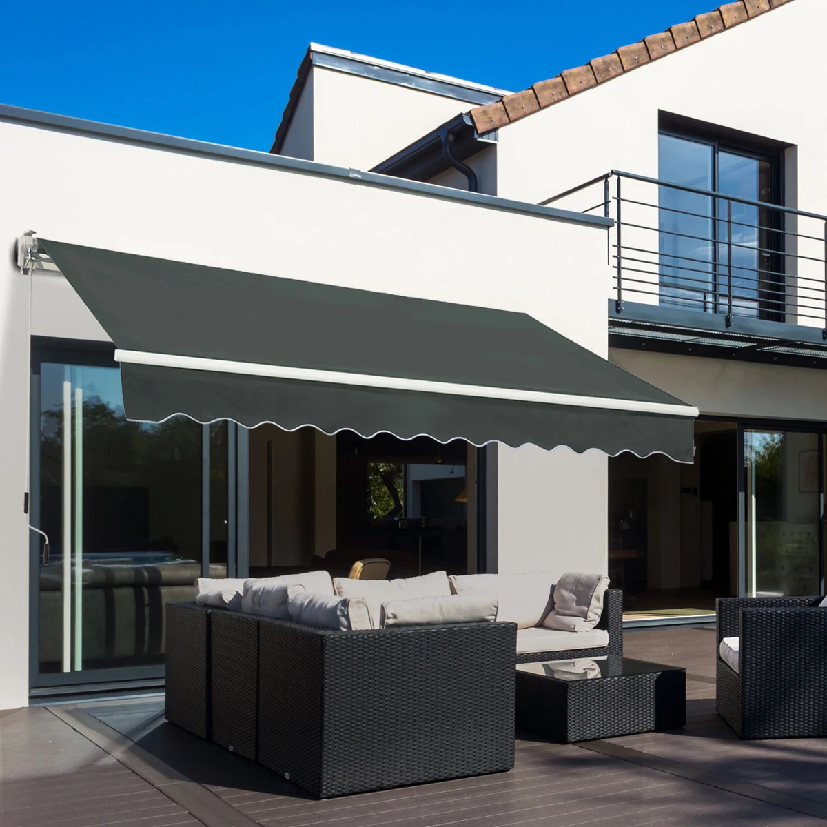 Outsunny Outsunny Awning 3.5x2.5m Manual Patio Shade - Cover
