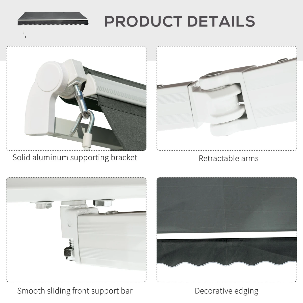 Outsunny Outsunny Awning 3.5x2.5m Manual Patio Shade - Cover