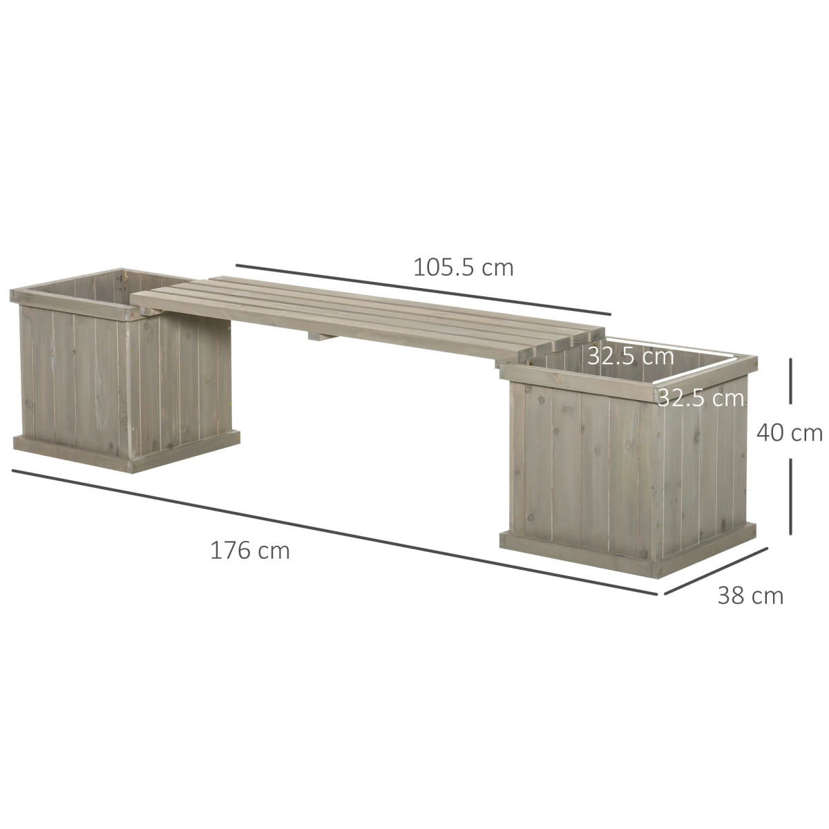Outsunny Outsunny Garden Planter Bench Dual Planter Raised Patio - Planters