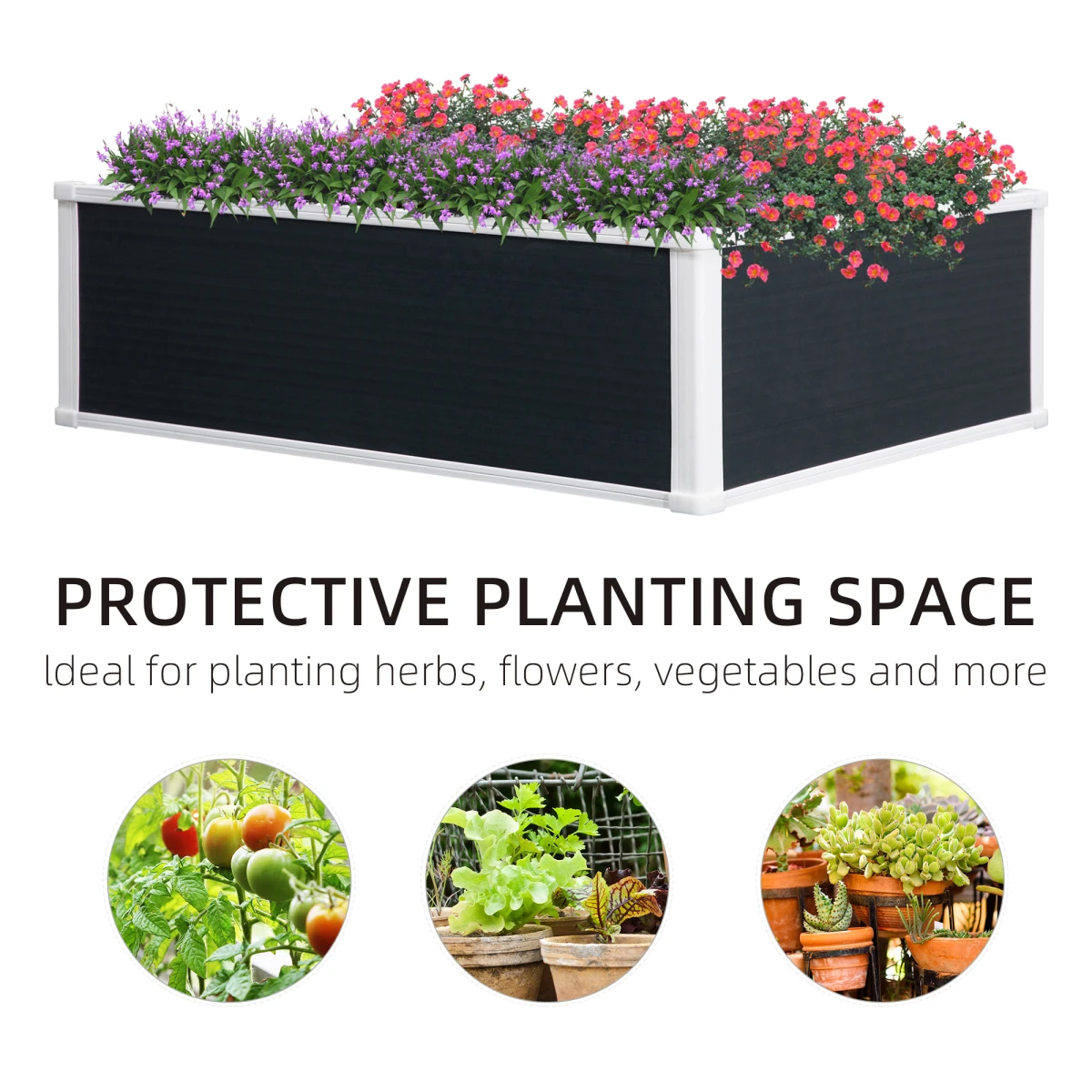 Outsunny Garden Raised Bed Planter 40x14x8 Durable Home by Outsunny