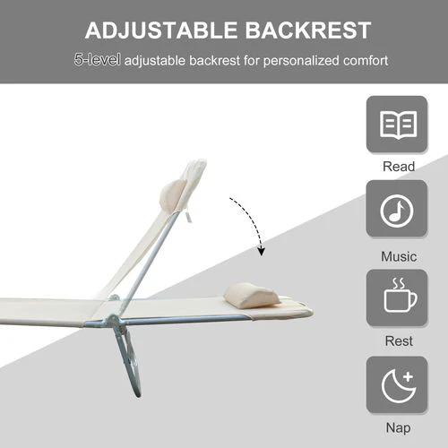 Adjustable Garden Lounger Recliner Chair with Folding Design for Outdoor Relaxation and Sunbathing by Outsunny