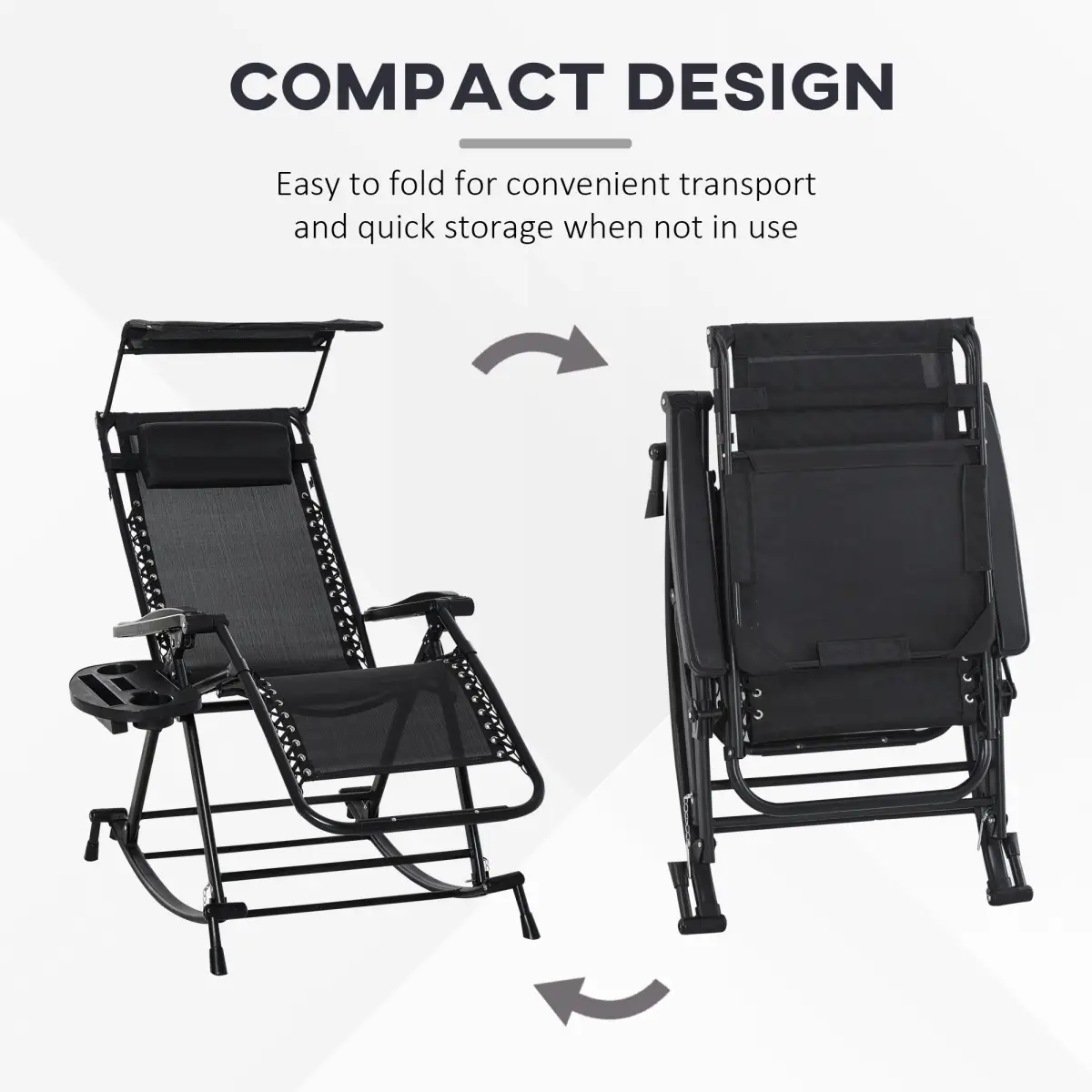 Outsunny Folding Recliner Chair Outdoor Lounge Rocker Zero-Gravity Seat - Sun Lounger