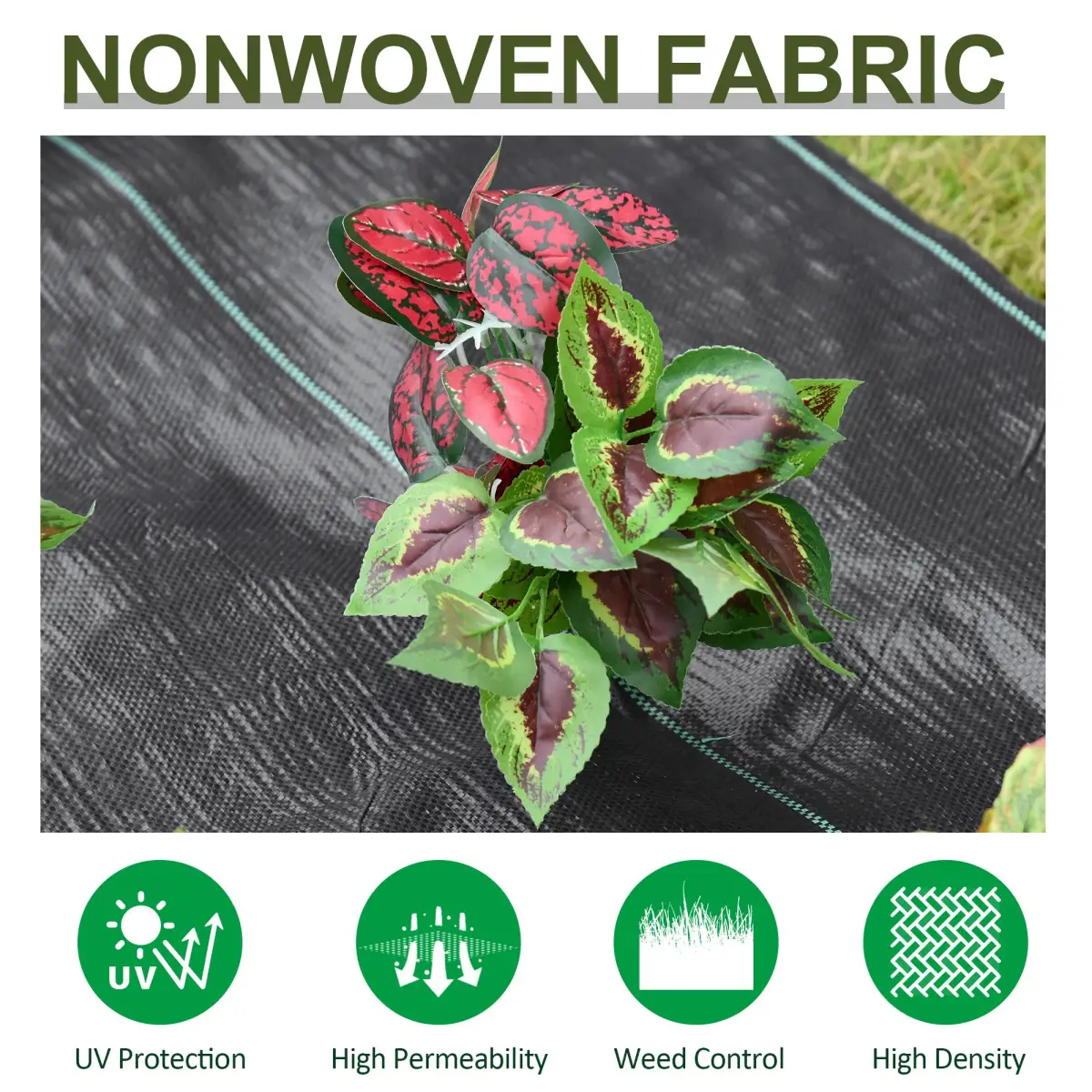 Outsunny Weed Barrier Landscape Fabric Durable & Weed Block Mat & Superior Weed Control - Barrier Mats