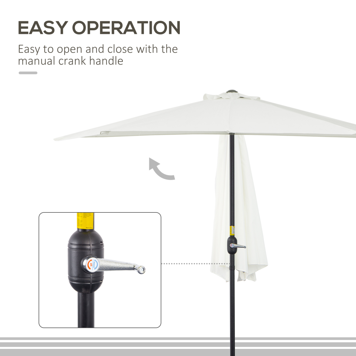 Outsunny 2.7 m Half Round Umbrella Parasol - Parasol