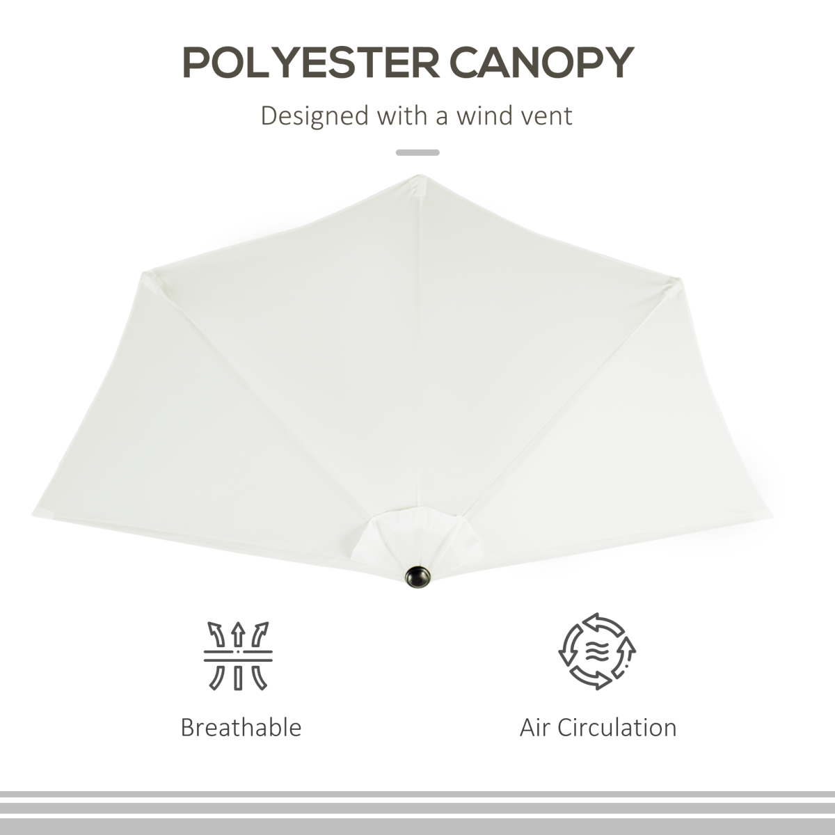 Outsunny 2.7 m Half Round Umbrella Parasol - Parasol