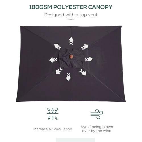 Outsunny 2m x 1.5m Patio Garden Parasol with Adjustable Angle for Outdoor Sun Protection by Outsunny