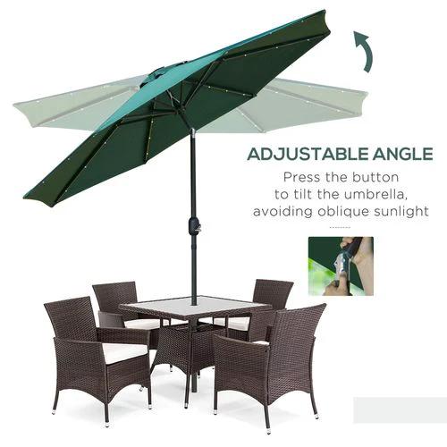 Outsunny 9 Foot LED Solar Powered Parasol Umbrella with UV Protection for Outdoor Gatherings by Outsunny