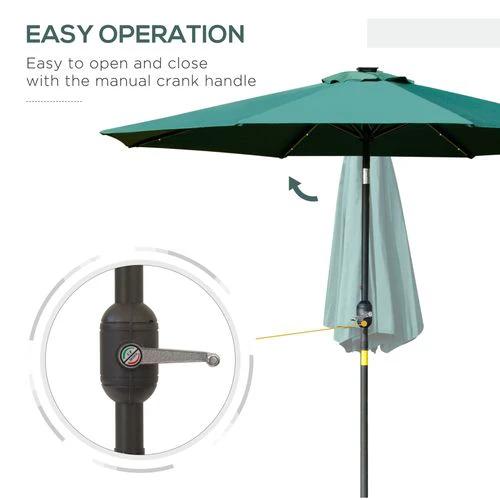 Outsunny 9 Foot LED Solar Powered Parasol Umbrella with UV Protection for Outdoor Gatherings by Outsunny