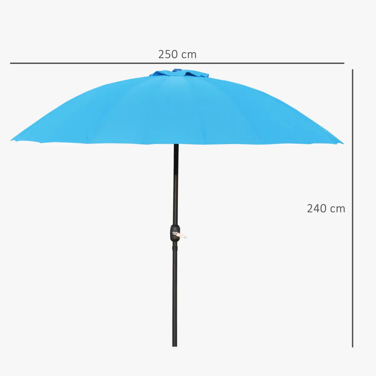 Outsunny 255cm Patio Parasol Umbrella Market Table Parasol 18 Sturdy Ribs - Parasol