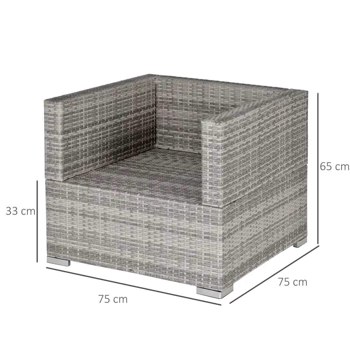 Outsunny Outdoor Patio Furniture Single Rattan Sofa Chair Padded Cushion - Garden Sofa Sets
