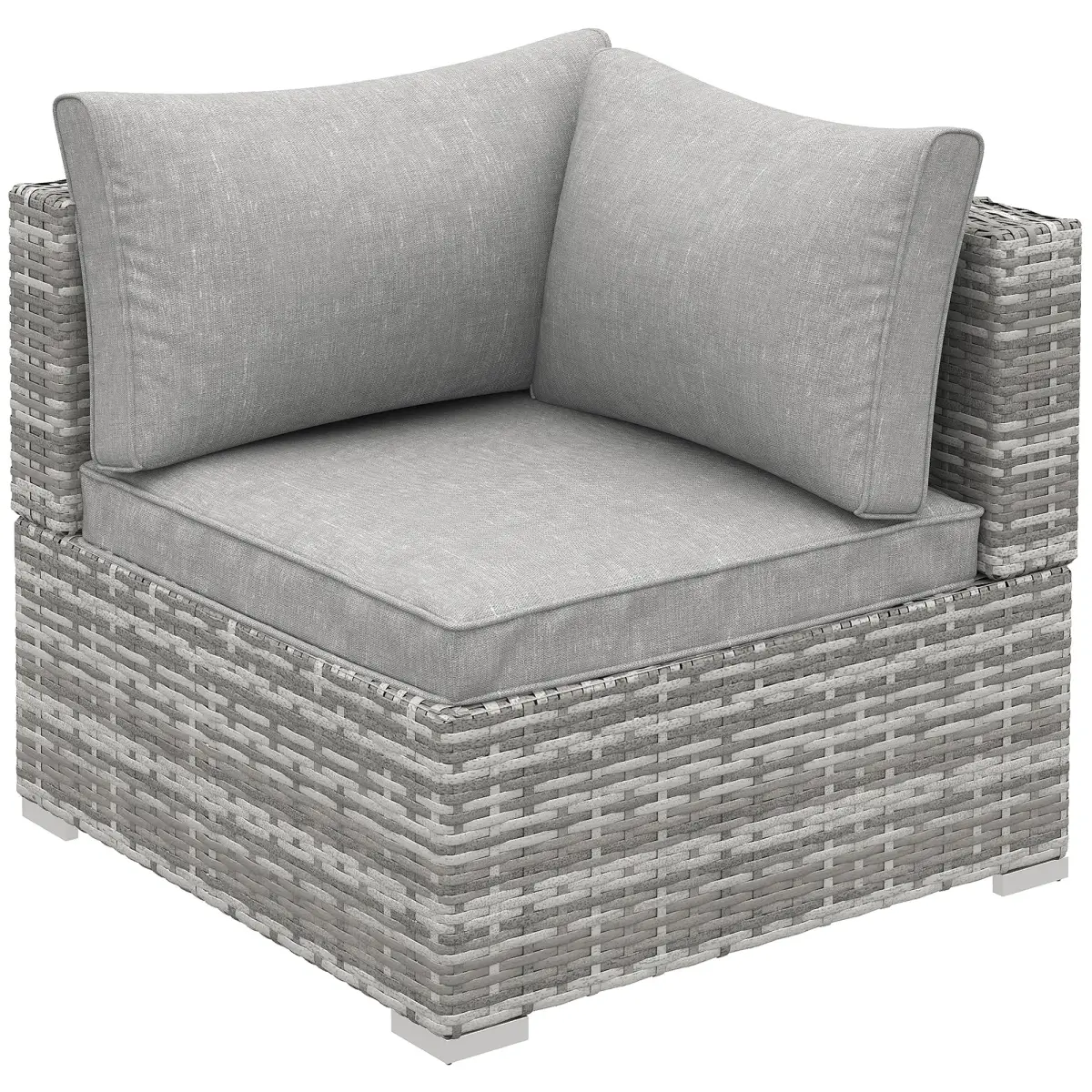 Outsunny PE Rattan Wicker Corner Sofa Garden Furniture Single Sofa Chair w/ Cushions - Garden Sofa Sets