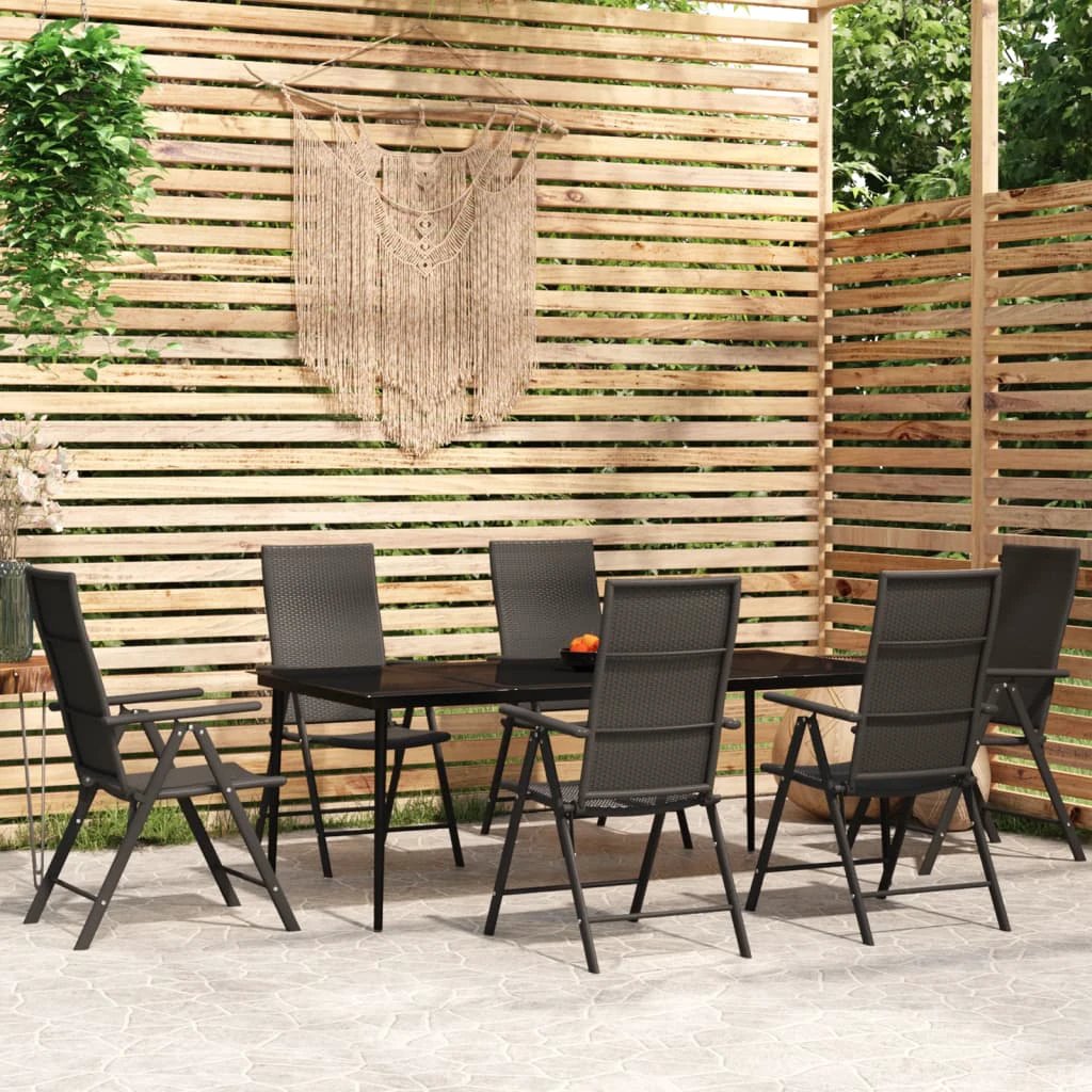 VidaXL 5 Piece Garden Dining Set Black Poly Rattan Weather-Resistant Outdoor Furniture for Patio by vidaXL