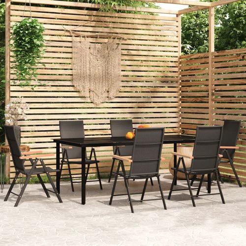 vidaXL vidaXL 5 Piece Garden Dining Set Black and Brown Poly Rattan - Garden Set