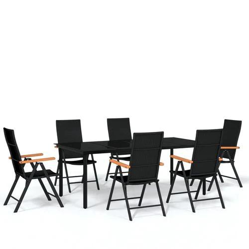 vidaXL 5 Piece Garden Dining Set Black and Brown Poly Rattan by vidaXL