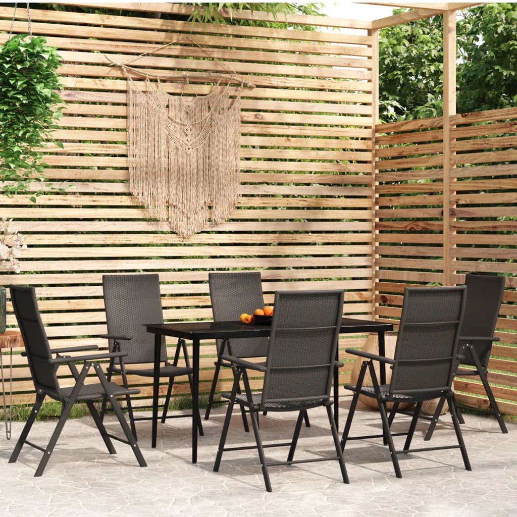 VidaXL 5 Piece Garden Dining Set Black Poly Rattan Weather-Resistant Outdoor Furniture for Patio by vidaXL