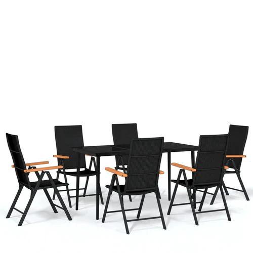 vidaXL 5 Piece Garden Dining Set Black and Brown Poly Rattan by vidaXL
