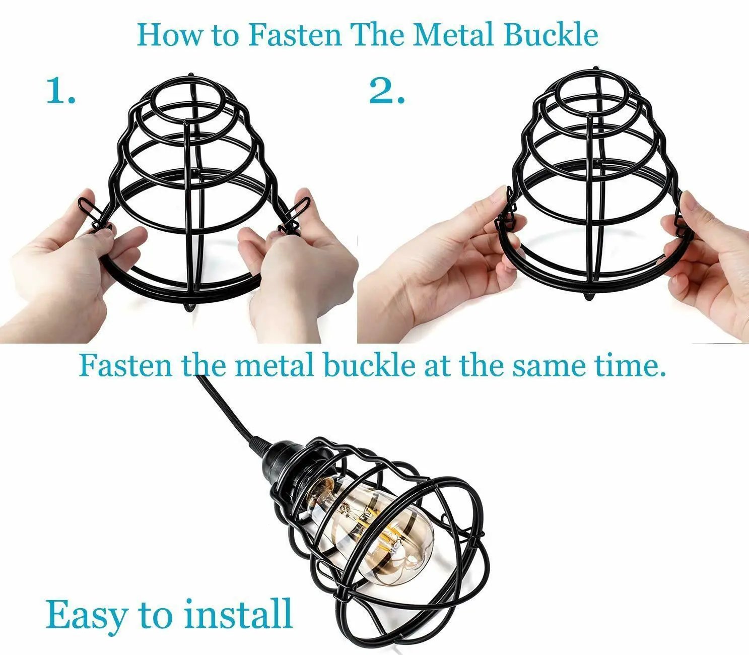 Un-branded Vintage Modern Black Hanging Pendant Light Ceiling Lamp With95cm Adjustable Wire For Kitchen, Bedroom, Living room - Pendant Lights