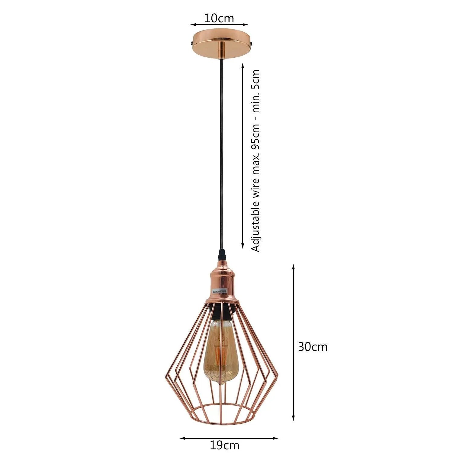 Un-branded Vintage Industrial Metal Diamond Cage Ceiling Pendant Light Modern Hanging Lamps - Pendant Lights