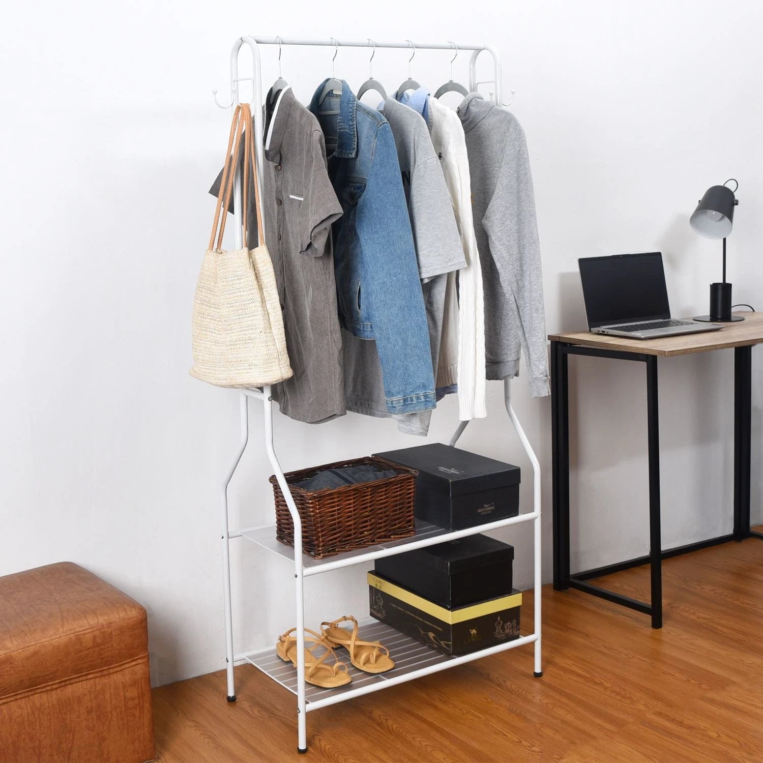Premium Clothes Rail Two Tier White Powder Coating by House of Home