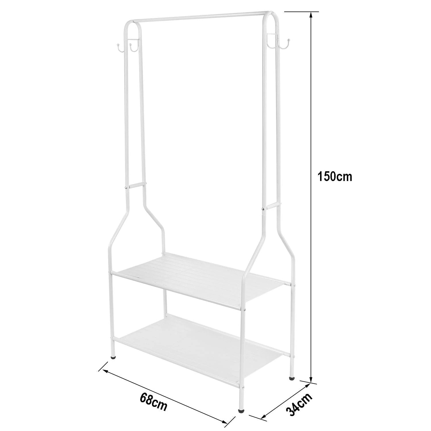 House of Home Premium Clothes Rail Two Tier White Powder Coating - Wardrobe