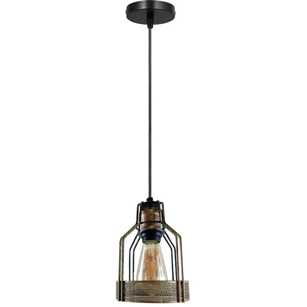 LEDSone Retro Industrial Brushed Copper Ceiling Pendant Indoor Lighting Metal Bird Cage Shade Hanging Lamp - Pendant Lights