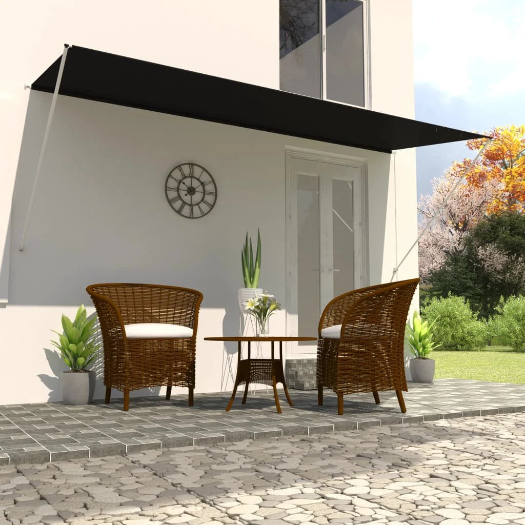 VidaXL Retractable Awning 100x150 cm Blue White PA-Coated Fabric UV-Resistant for Patio by vidaXL
