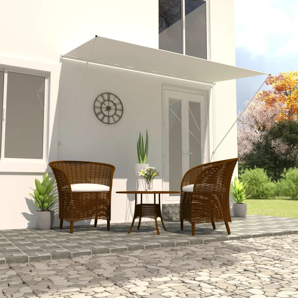 vidaXL VidaXL Retractable Awning 100x150 cm Blue White PA-Coated Fabric UV-Resistant for Patio - Cover