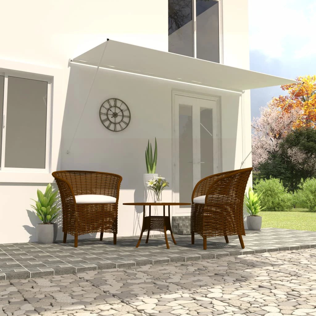 vidaXL VidaXL Retractable Awning 100x150 cm Blue White PA-Coated Fabric UV-Resistant for Patio - Cover