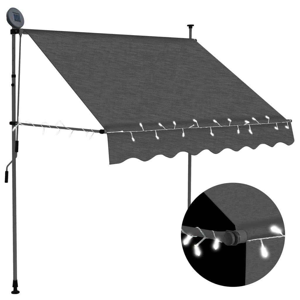 vidaXL LED Awning 100cm Manual Retractable Anthracite - Cover