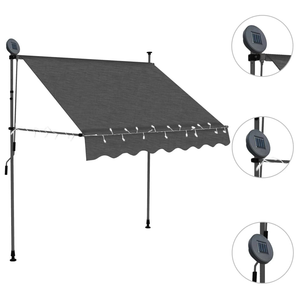 vidaXL LED Awning 100cm Manual Retractable Anthracite - Cover
