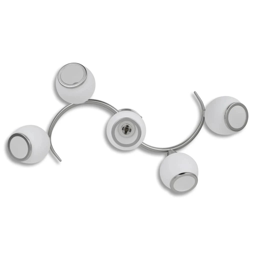 vidaXL SatinNickel 5Lamp Ceiling Lamp GlassShade Bedroom - Ceiling Lights