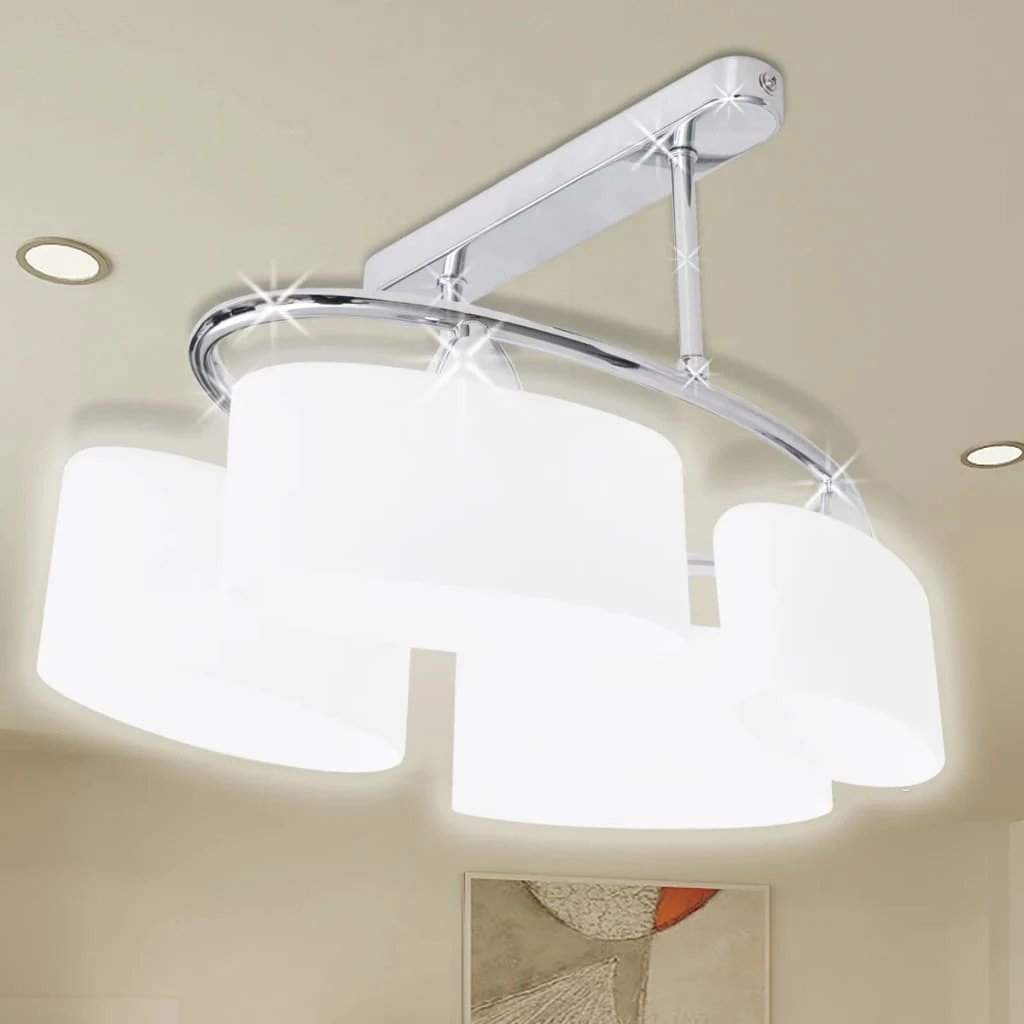 vidaXL Premium Ceiling Light 4Shade Ellipsoid Glass Home - Ceiling Lights