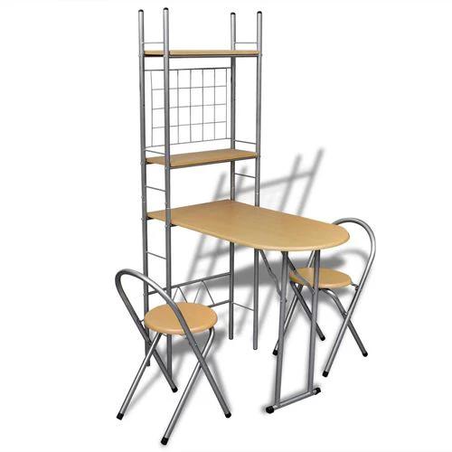 vidaXL vidaXL 3 Piece Folding Dining Set with Storage Rack for Space-Saving Solutions in Homes and Restaurants -