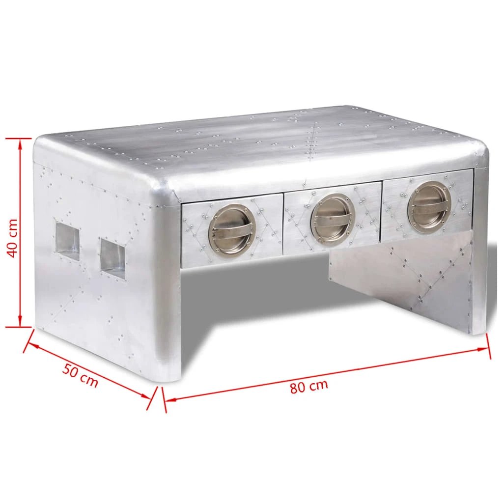 vidaXL Aviator Coffee Table 3-Drawer Vintage Airplane Style - Coffee Table
