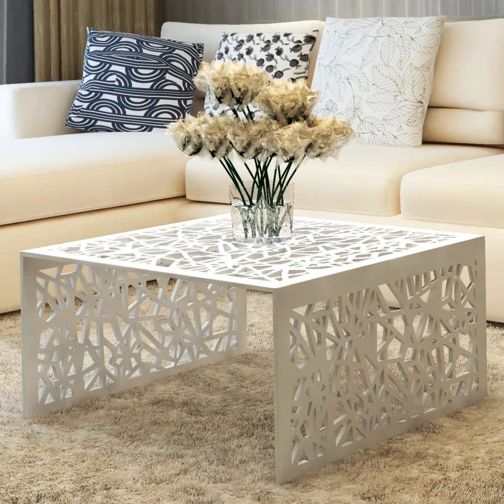 Premium Coffee Table Compact Geometric Openwork Aluminium End Table For Living Room by vidaXL