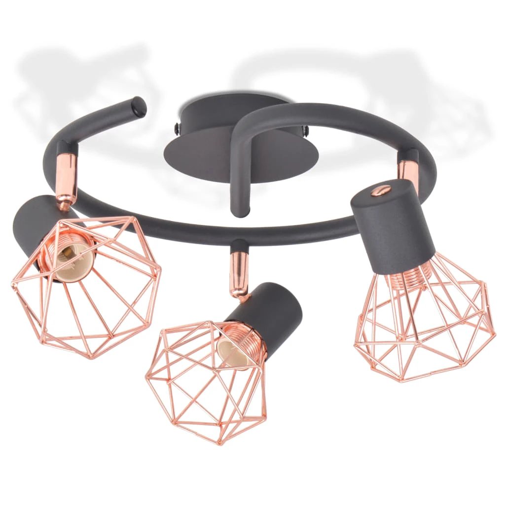 Copper Ceiling Lamp 3-Head Wire Shades Home by vidaXL